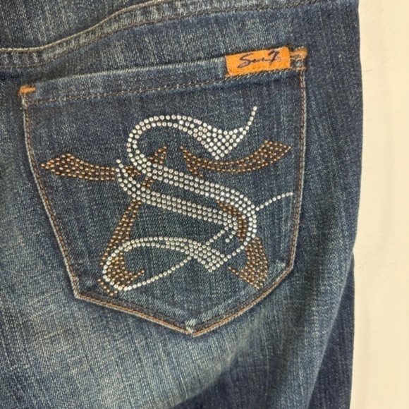 Seven7 Women's Bootcut Bling Pocket Dark Wash Mid Rise Blue Jeans, SZ 30 - Picture 5 of 7